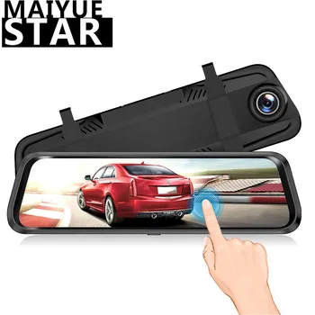 

Maiyuestar 10 "streaming full touch screen mirror flash dual lens night vision 1080P front 720P car security DVR