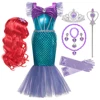 Vestido de princesa Ariel para niña, disfraces elegantes de Halloween, Carnaval, Ropa de fiesta de cumpleaños, Verano ► Foto 1/6