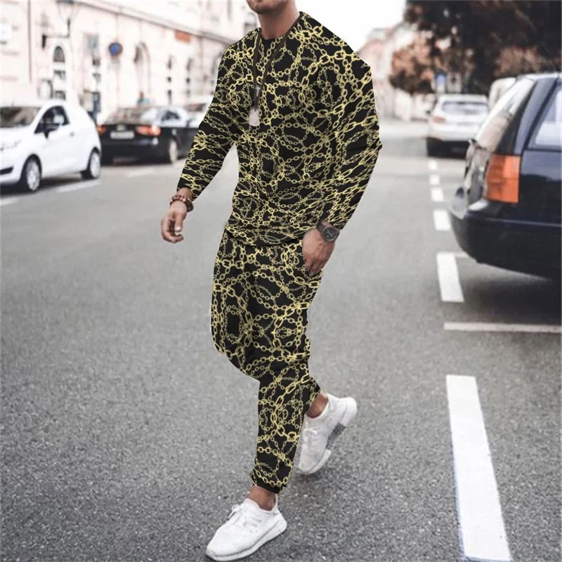 2022 Spring Autumn Men's Set Tracksuit Men Sportsuits Gentlemen Set T-shirt Suit Long Sleeve Gyms Casual Streetwear Suit mens sweatsuits sets