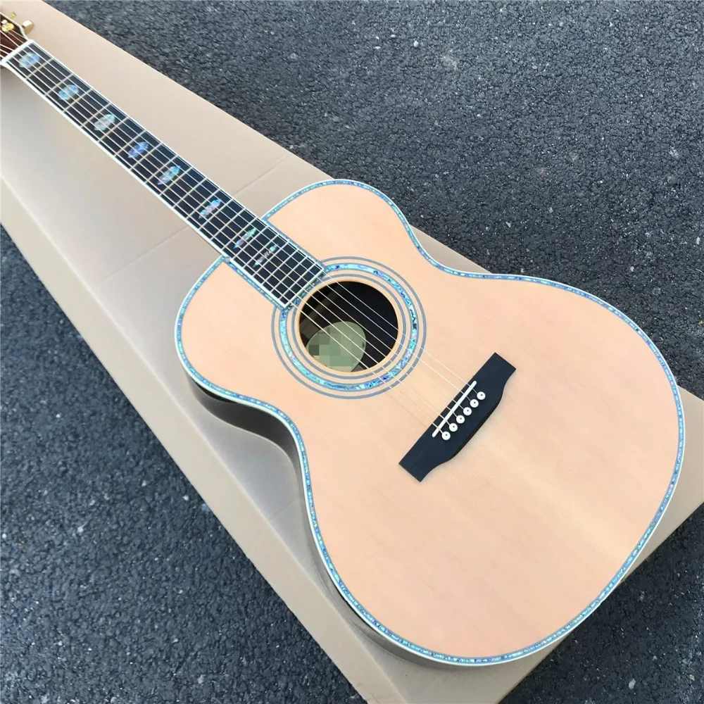 Solid cedar top OM style Акустическая гитара, 40 дюймов настоящий Абалон эбеновая гриф электрогитара Акустическая