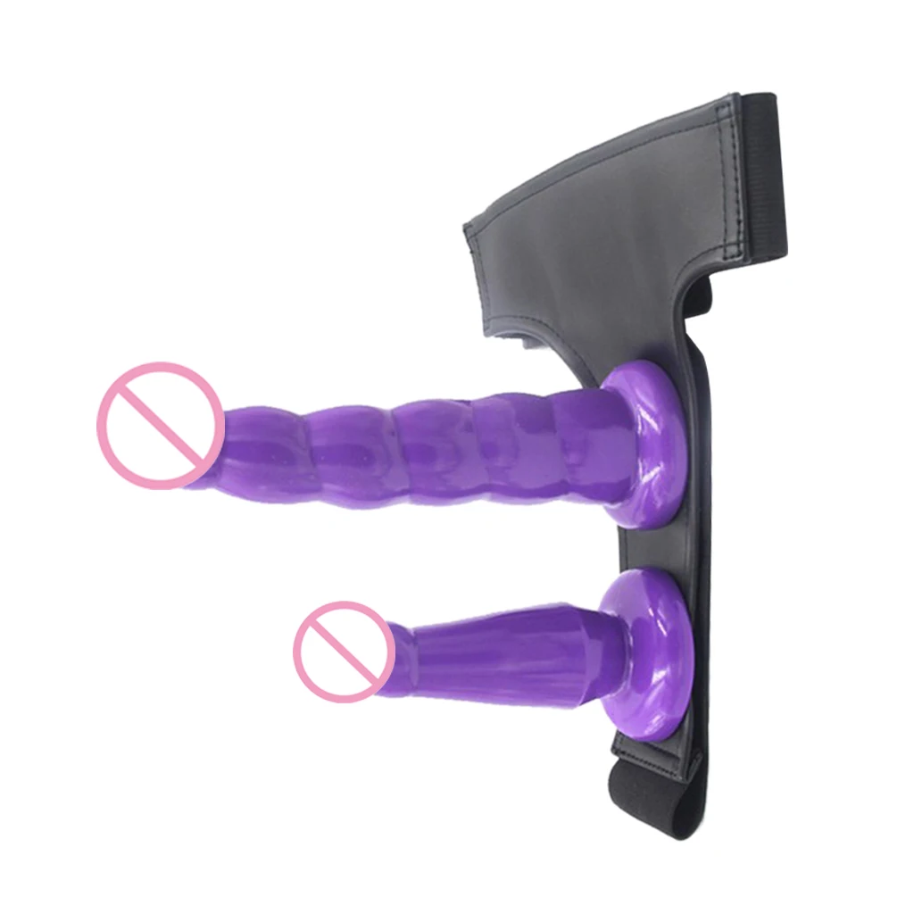 Soft TPR Stretchy Female Couples Wearable Strap On Double Simulation Fake Penes Adult Flirting Massager Anal Plug Toy for Women