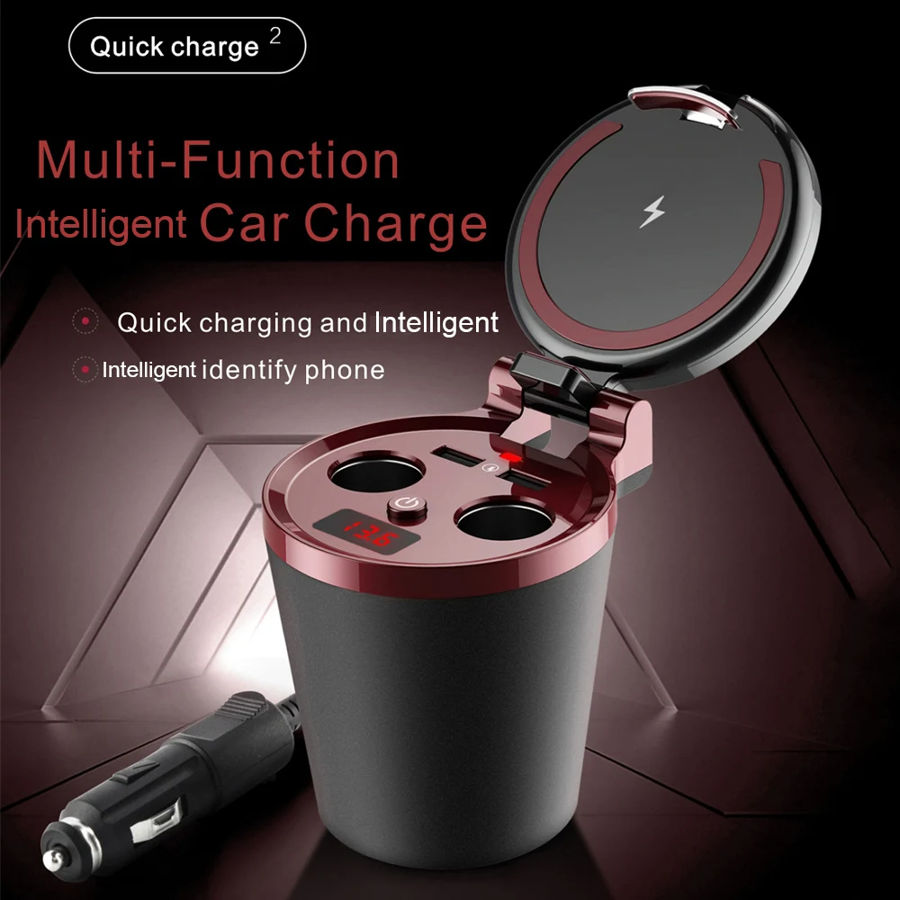 

Fast QI Wireless Car Charger Quick Chargers Holder USB Lighters Charging Voltage Detection