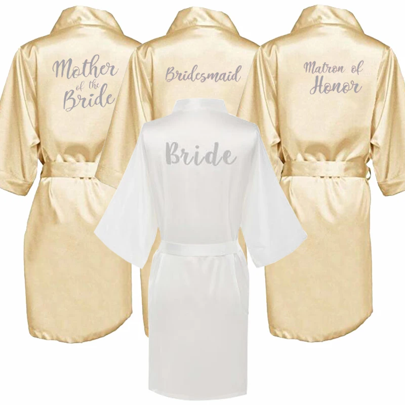 Халат для невесты цвета шампанского, Атласный халат, женская свадебная Пижама, подарок подружки невесты, халат жениха