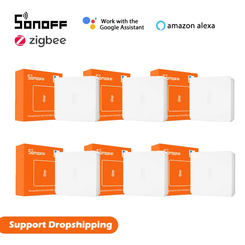 1-50 pces sonoff SNZB-02 zigbee temperatura umidade sensor inteligente em tempo real sincronização via ewelink zbbridge trabalho com alexa casa do google
