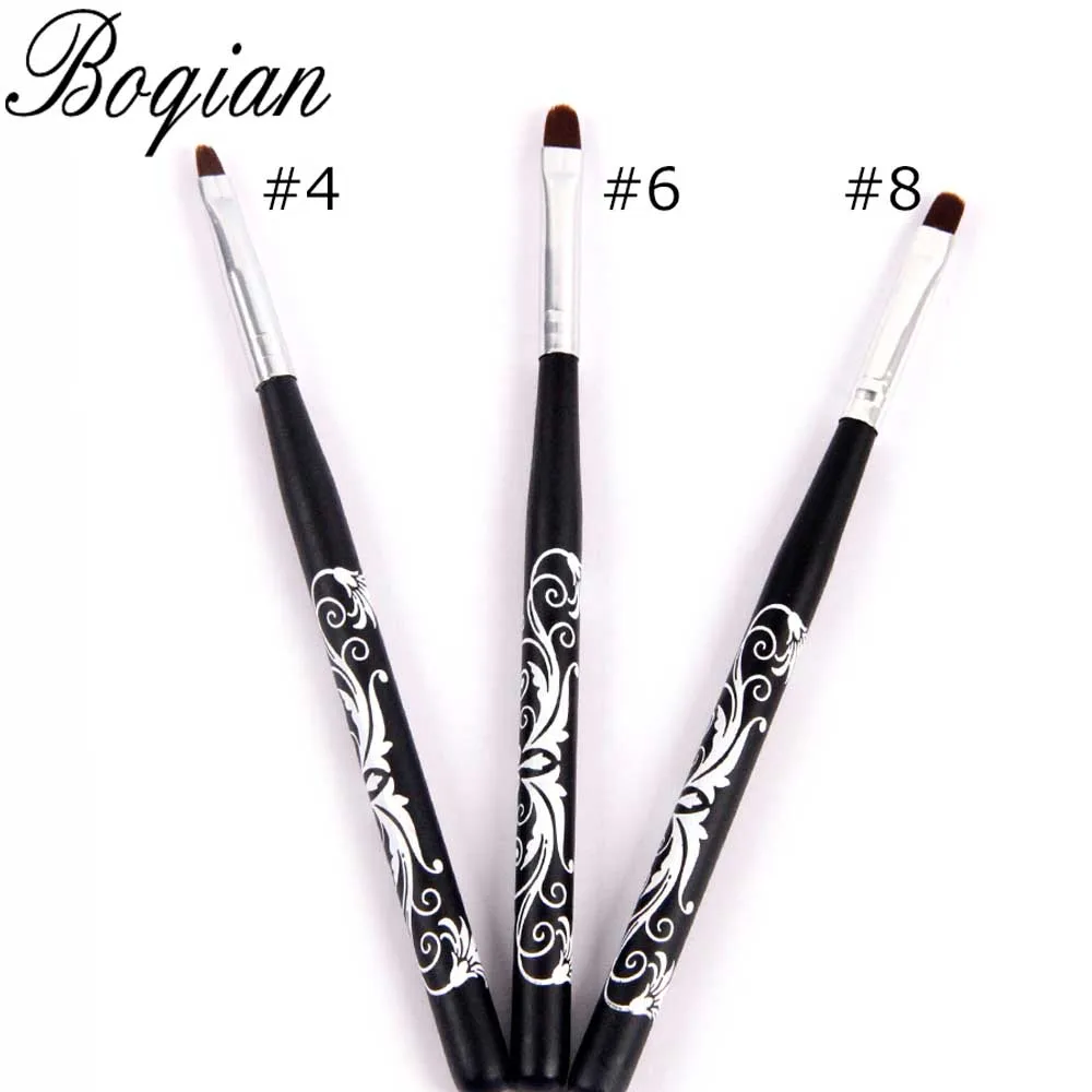BQAN 4#6#8#10# Black Wood Gel Brush Nail Acrylic Brush Poly UV Gel Extension Builder Drawing Painting Pen Manicure Tool 6