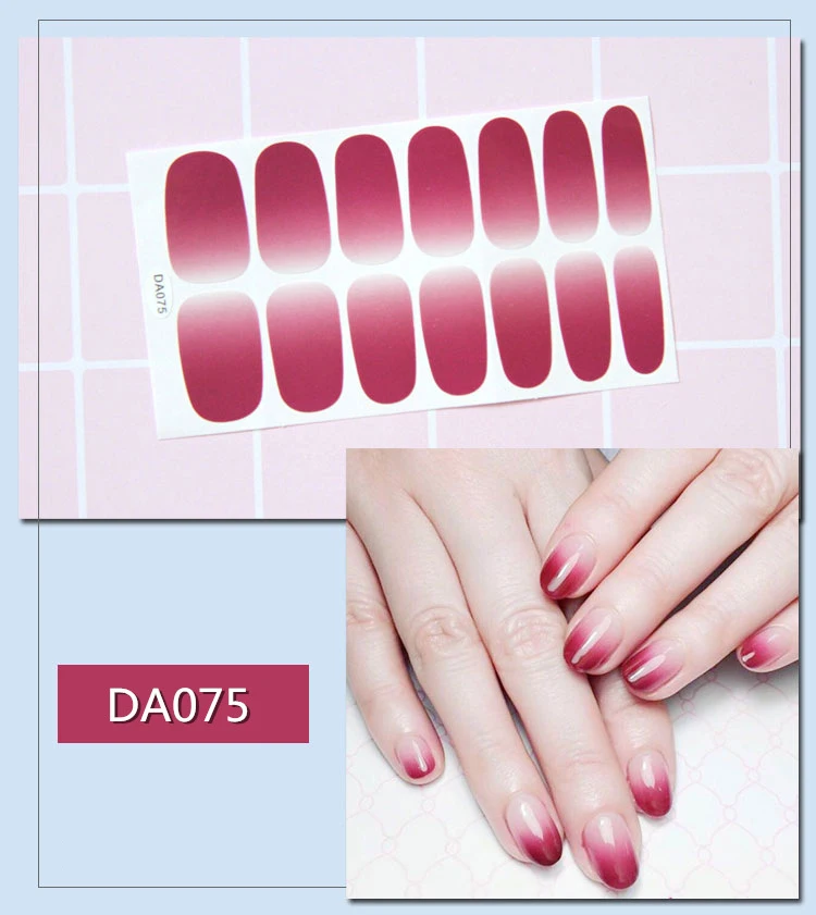 DA075 14 шт./компл. 31 дизайнерские наклейки для ногтей DIY Nail Art Наклейки Водонепроницаемый Стикеры s самостоятельно аппарат для крепления на гвоздях и Стикеры маникюрные украшения - Цвет: DA075