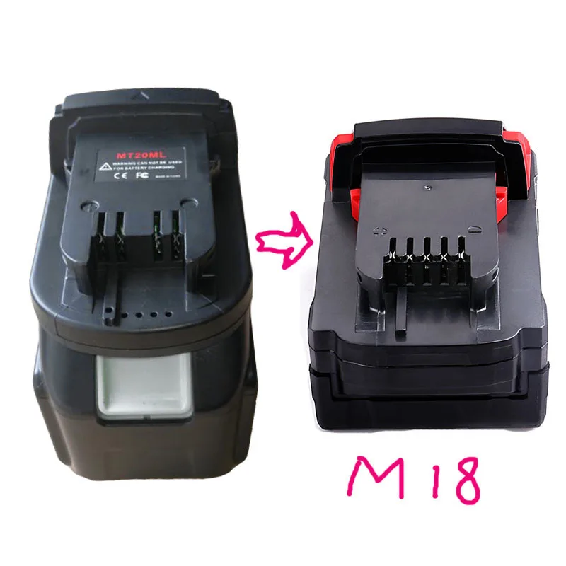 Mt20Ml Battery Converter Adapter For Makita 18V/20V Li-Ion Battery Bl1830 Bl1860 Bl1815 For Milwaukee M18 Li-Ion Battery