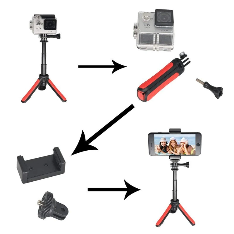 Мини телескопический шест палка для селфи штатив ручной монопод для GeekPro/GoPro HD Hero 7 6 5 4 3+ 3 2 1, iPhone, samsung Galaxy, AKA