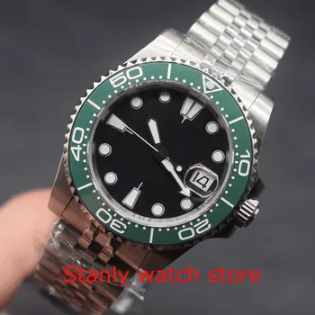 

Solid 40mm black sterile dial ceramic rotating bezel sapphire luminous stainless steel band automatic movement men's watch