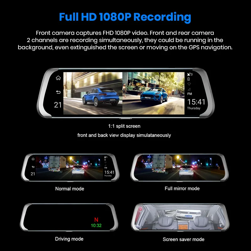 Junsun Android 8,1 Автомобильный видеорегистратор Камера ADAS Mirror Drive recorder dvr gps навигатор Авто FHD 1080P wifi видео регистратор