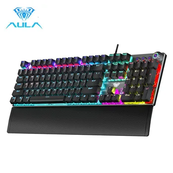AULA F2088 Mechanical Gaming Keyboard Anti-ghosting 104 brown Switch blue Wired Mixed Backlit Keyborad for Game Laptop PC 1