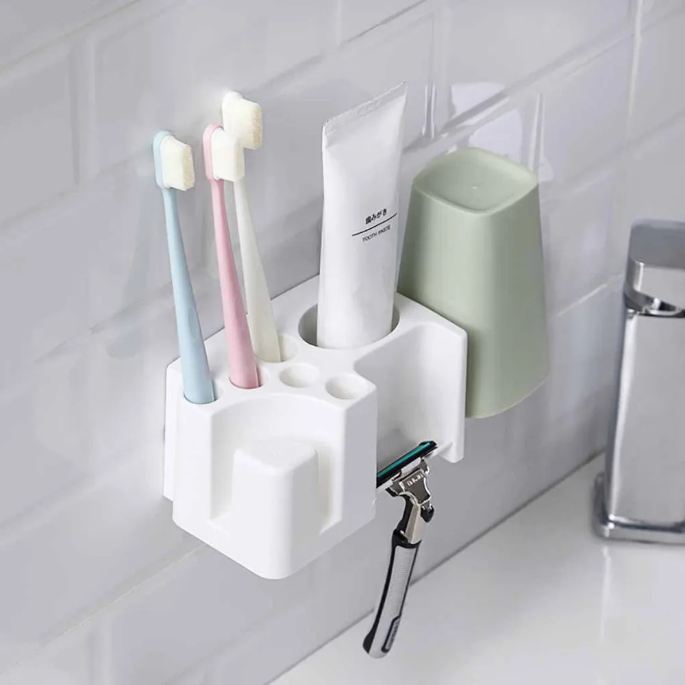 1 шт. пластиковая зубная щетка держатель подставка для настенного монтажа зубная паста дозатор вешалка для хранения аксессуары для ванной комнаты B10