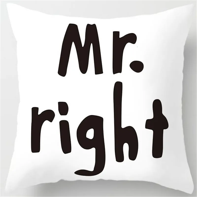 Love Mr Mrs сердце, подушка для двоих, Полиэстеровая квадратная наволочка, свадебное украшение, домашний декор, наволочка 45*45 см, 40824 - Цвет: I