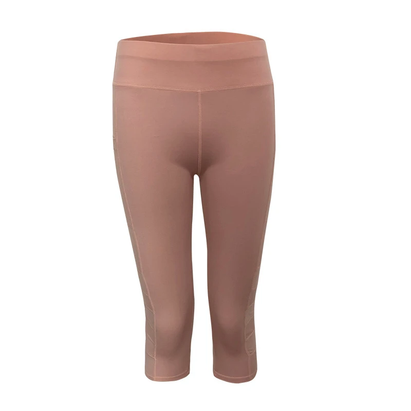 Pink Новинка, однотонные укороченные брюки, обтягивающие, для йоги, женские сетчатые леггинсы, для спорта, бега, спортзала, укороченные брюки, для йоги, фитнеса - Цвет: Pink