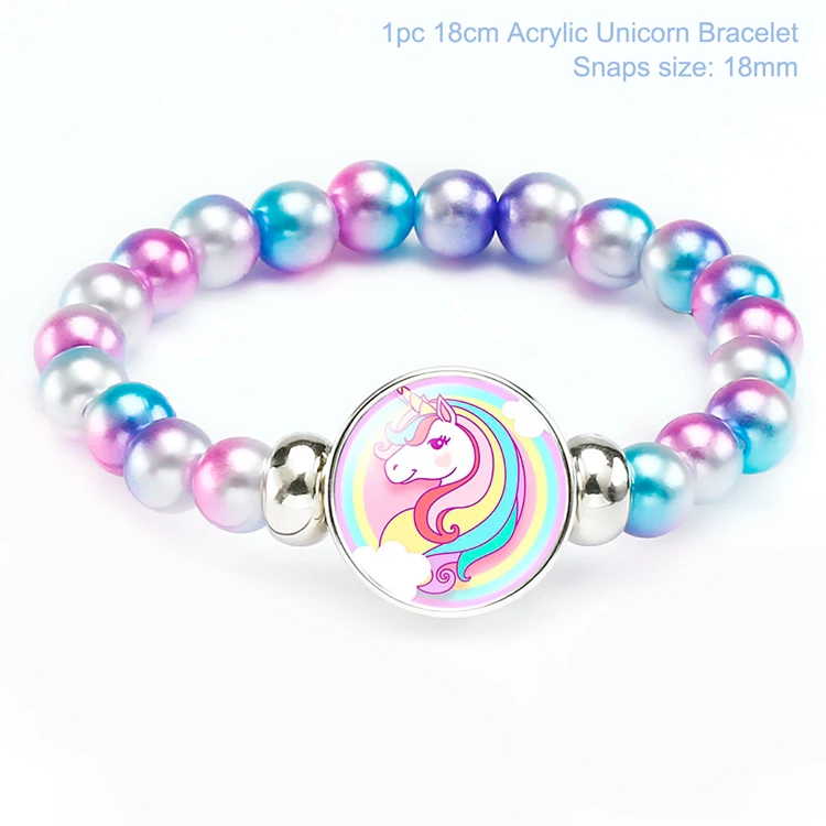 Unicorn bracelet 18 Huiran браслет с единорогом для детей Единорог День Рождения украшения Радуга вечерние украшения для душа ребенка девочка 1-й первый день рождения - Цвет: Unicorn bracelet 18