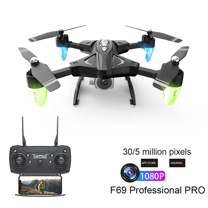 F69 Pro 1080P RC Квадрокоптер Мини Профессиональный Дрон с камерой складной портативный пульт дистанционного управления широкоугольный Дон игрушки
