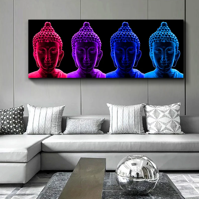 

Modern Abstract Buddhism Painting on Canvas Posters and Prints Wall Art Painting Colorful Buddha Picture for Living Room Decor