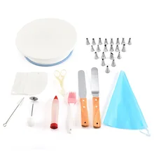 Поворотный стол для выпечки тортов, навесная сумка в сочетании с кремом, шпателем, насадкой, набор инструментов для украшения торта, как показано по телевизору