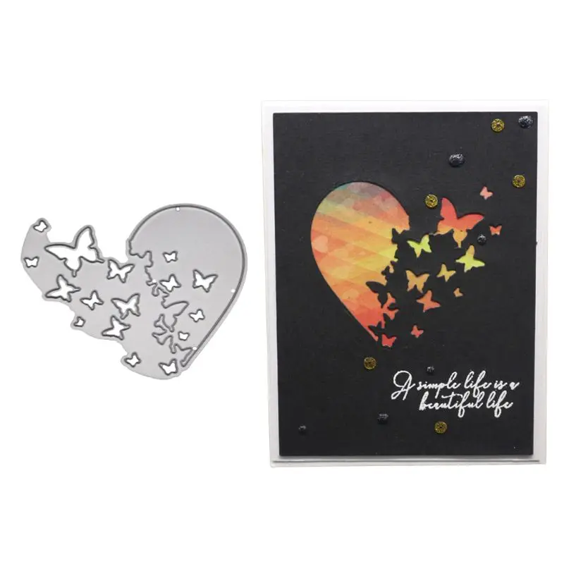 Сердце с металлической бабочкой прорезной трафарет для окраски DIY Скрапбукинг штамп для альбомов тиснение бумаги Ремесло Декор