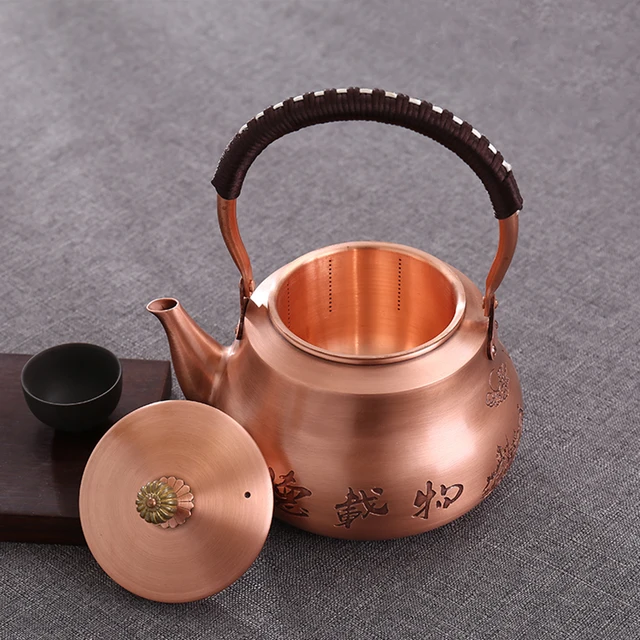 1200 Ml Tiszta Réz Forrásban Lévő Vízforraló Japán Stílusú Kézzel Készített Piros Teáskanna Nagy Kapacitású Sörfőzde Retro Teakészlet - Image 2