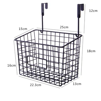 

Wrought Iron Hanging Storage Basket Kitchen Bathroom Garbage Bag Storage Organizer Sponge Liquid Drainer Rack (Black)