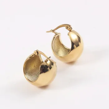 

Gold ball hoop earrings for women stainless steel wide chunky hoop earrings high polished earring fall winter jewelry fashion