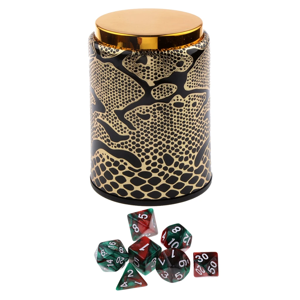 7X Acrylic Polyhedral Dice For Dungeons And Dragons Board Games Accessory+Dice Cup #1