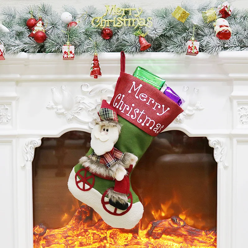 Рождественские носки держатели для подарков украшения мешок Санты носки Рождественский камин Подарочная сумка дропшиппинг рождественские чулки подарки ткань - Цвет: Santa