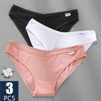 

3PCS/Set Cotton Panties Sexy Panties Female Underpants Briefs for Women Underwear Plus Size Pantys Lingerie 6 Solid Color M-4XL