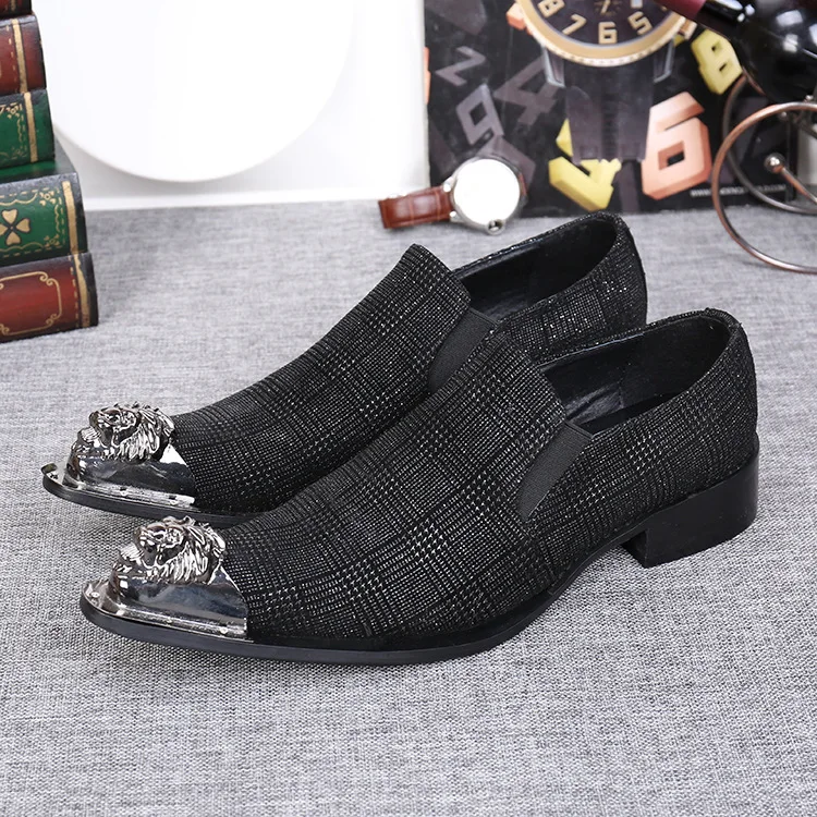 

Scarpe Uomo Fashion Genuine Leather British Style Pointed Steel Toe Shoes Man Loafers