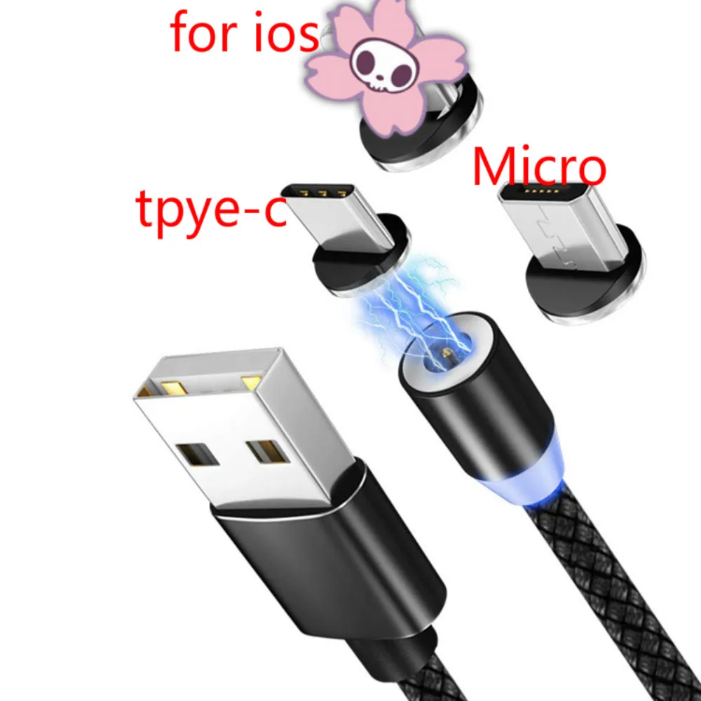 1 м Магнитный кабель Micro USB Type C для быстрой зарядки Type-C магнитное зарядное