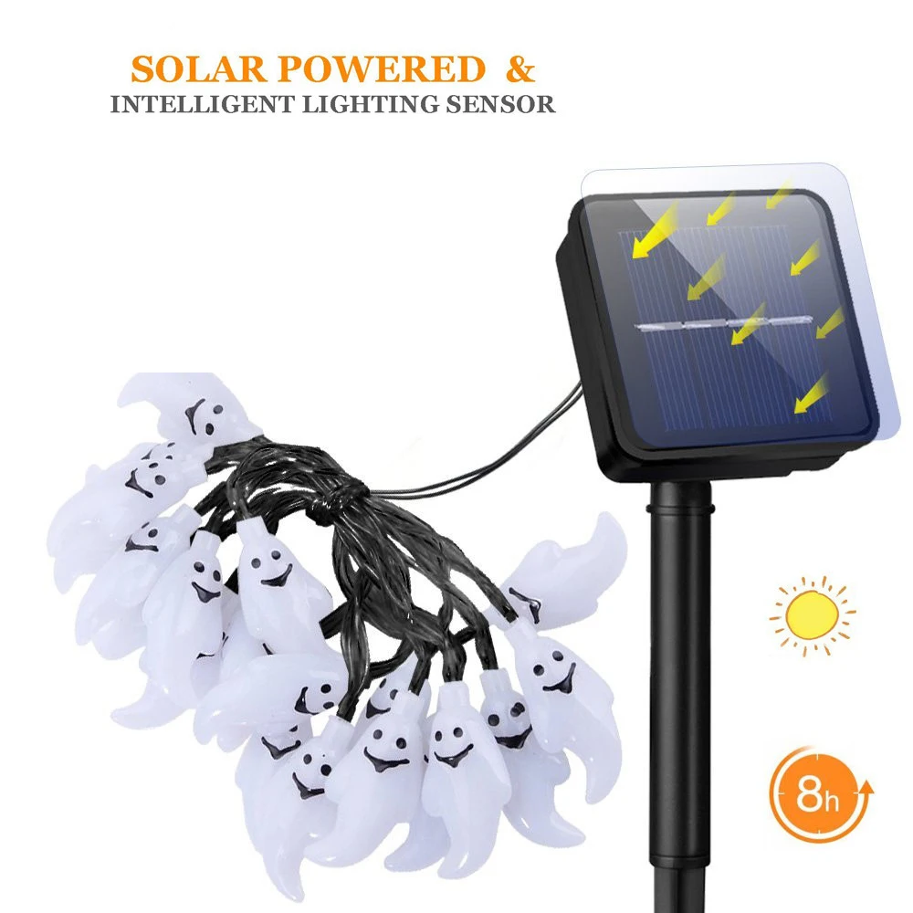 

Hi-Lumix 4.8M / 6M LED Lighting Strings Outdoor Waterproof Cute Ghost Solar Powered led String light for Halloween,Garden,Party