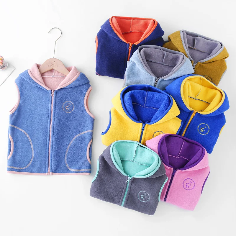 Autumn Winter Children Tops Clothes Jackets 2-11T Candy Colors Toddler Waistcoats Boys Girls Casual Kids Hooded Vest