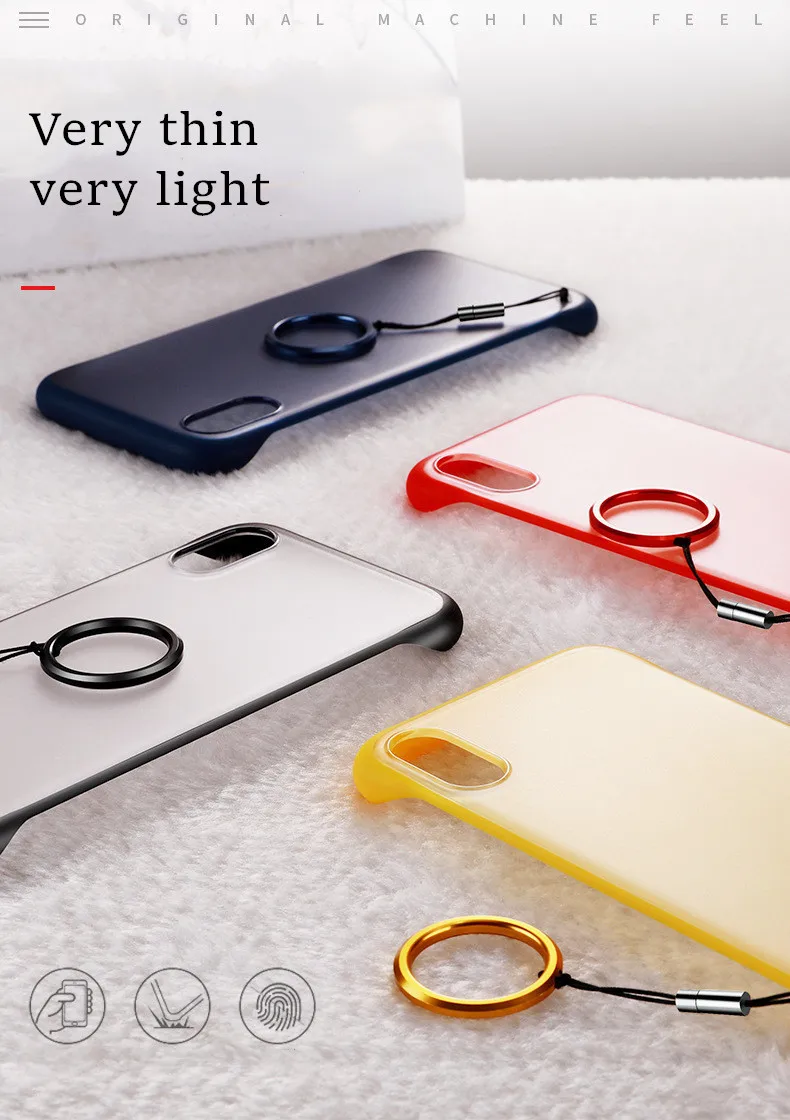 YiKELO Телефон чехол для iPhone 6 6s 7 8 Plus X XR XS Max Роскошные Безрамное кольцо дизайн Скраб Жесткий ПК для iPhone X Coque/Чехол