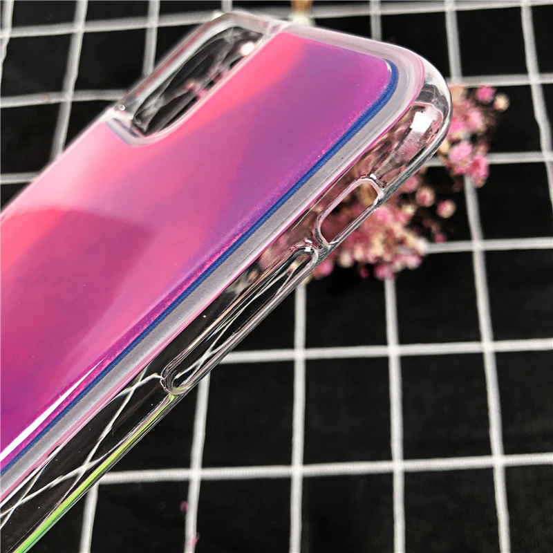 Светящийся неоновый песочный светящийся Жидкий чехол для телефона iPhone 11 Pro MAX 7 6 8 Plus XS MAX XR чехол жидкий динамический песок