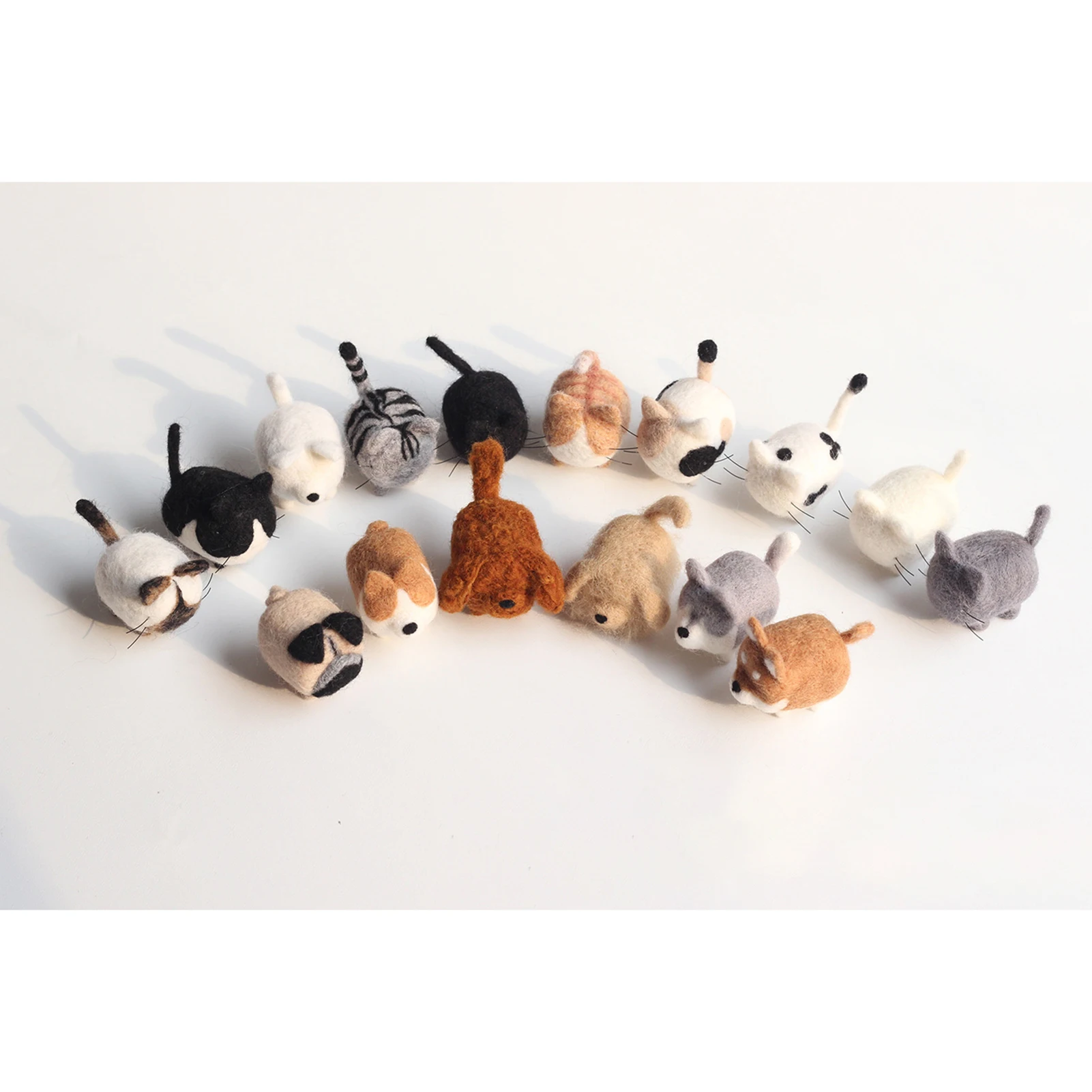 1 Set of Kitten Wool Felt Kit Handmade Animal Wool Felt Material Wool Felt Crafts, Black