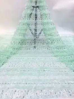 

3D Tassel Sequined Mesh Tulle Net Lace Fabric 2020 Latest Design New Nigerian Embroidery Sequns Net Wedding Dress Laces Mateiral