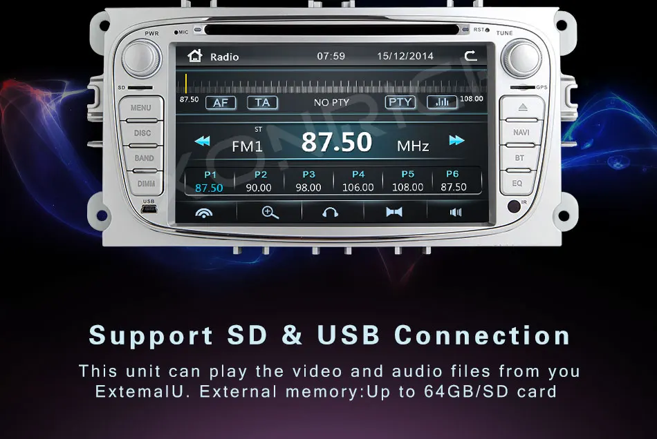 Discount 2 Din Car Radio DVD Player for FORD/Focus 2 3 S-MAX/Mondeo 4 C-MAX/Galaxy Kuga Multimedia GPS Navigation Head unit Stereo Audio 5