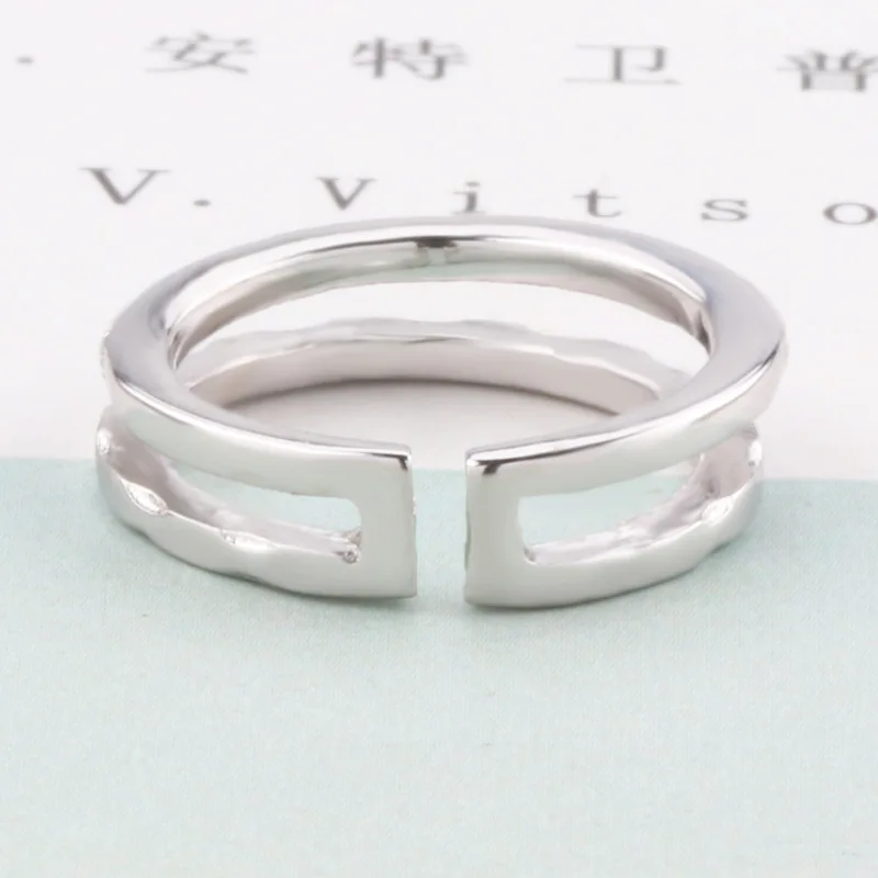 white Корейское модное кольцо из стерлингового серебра 925 пробы с двойной короной, темпераментное женское кольцо, кольцо на кончик пальца, ювелирные изделия - Цвет камня: white