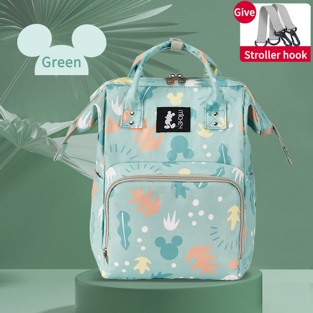 Mickey Mouse Baby Diaper Bag Large Capacity Storage Bag Travel Baby Stroller Bag MultiFunction New Diaper Bag Free Hooks