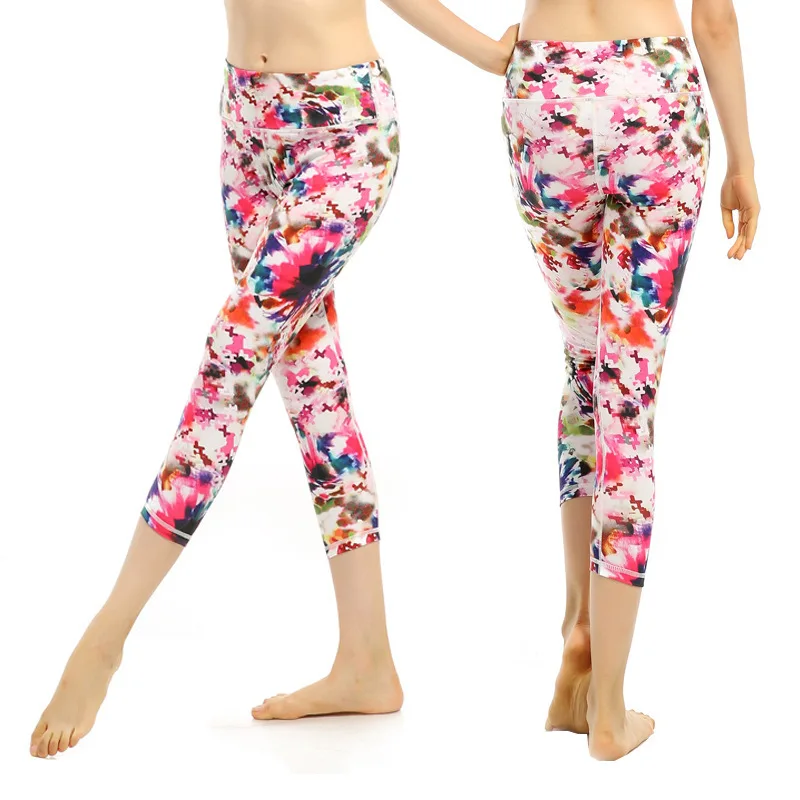 

Printed Women's Tight Yoga Pants Spring And Summer Running Sports Fitness Pants New Style Slimming Capri Pants