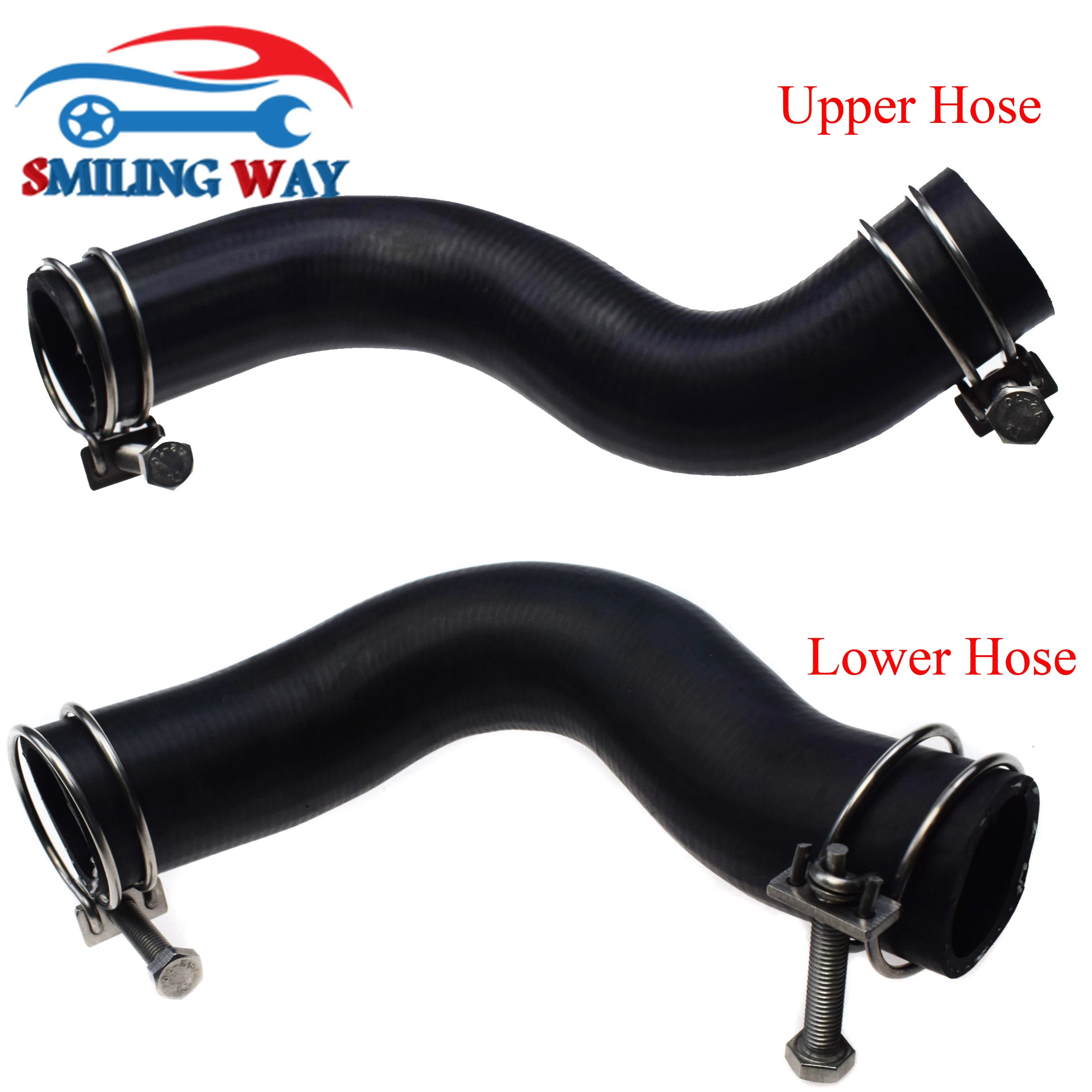 Lower & Upper Radiator Hose Connector Pipe & Clamps Kit For Subaru