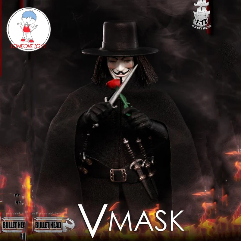 

1/12 Scale Bullet Head VMASK V for Vendetta Mini Male Action Figure Model Whole Set Collections