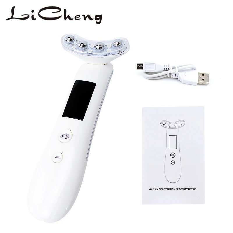 Licheng 3 в 1 аппарат для косметологии и rf-терапии удаления акне морщин кожи затянуть Отбеливание Укрепляющий Лифтинг Лица EMS светодиодный фотон электропорации