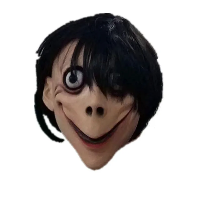Momo гонки маска momo Маска Костюм Косплей Япония yaojorozu Хэллоуин игра латекс страшные маски Horron с париком тушь для ресниц - Цвет: Бежевый