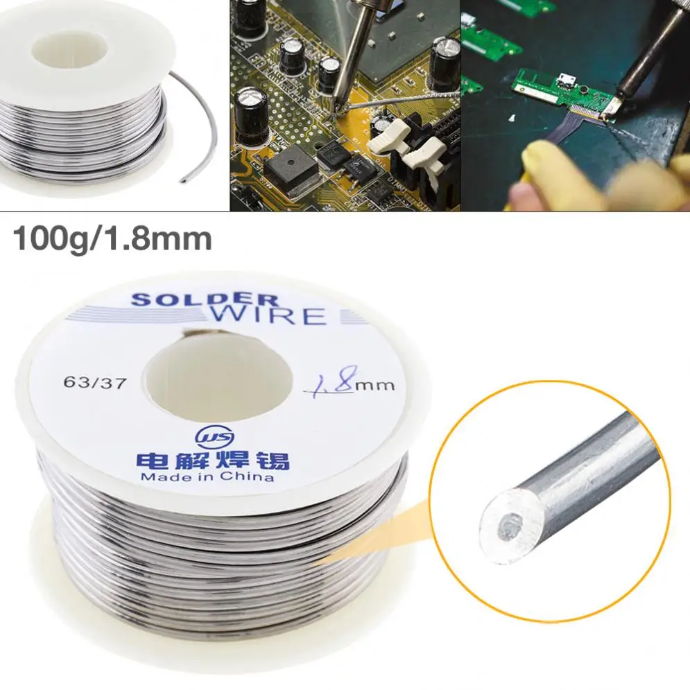 63/37 сварочная проволока 100g 0,6/0,8/1,0/1,2/1,8 мм припой Оловянная проволочная катушка олова подводящего провода с 2% поток для электрического паяльника