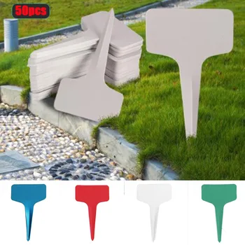 

50pcs Nursery Garden Gray Plastic Plant T-type Markers Plant Tags Nursery Garden Labels UD88