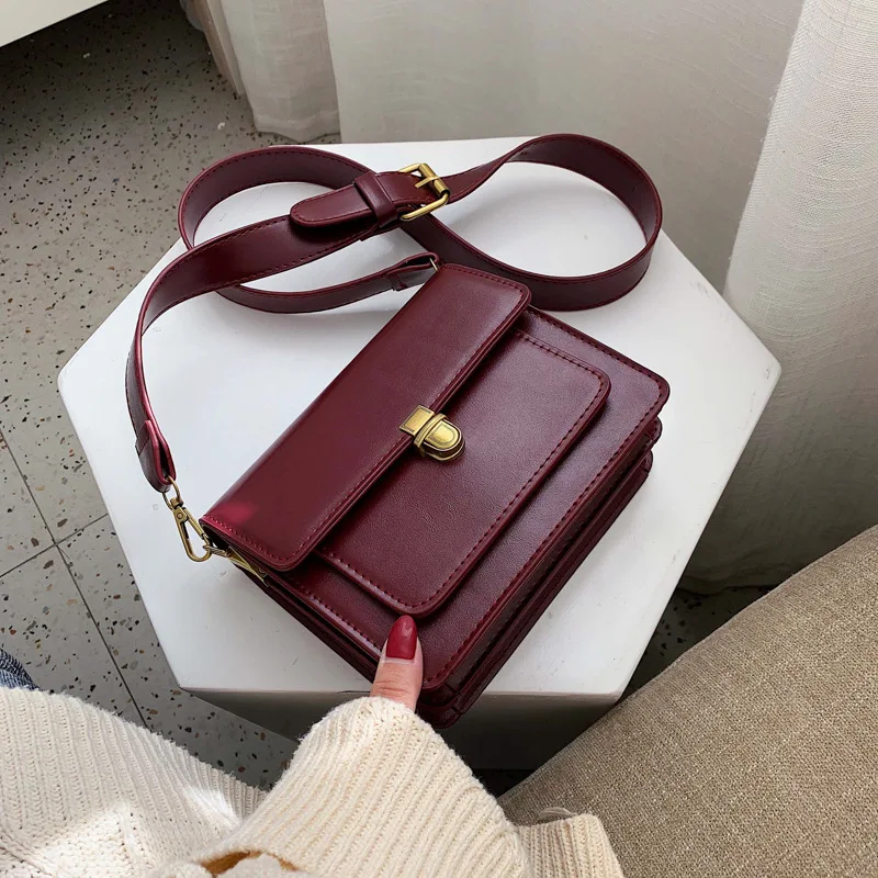 

Bag 2020 New Style Tidal Harbor-Style CHIC Autumn And Winter Retro Shoulder Bag Women's Versatile INS Fashion Textured Square Sl