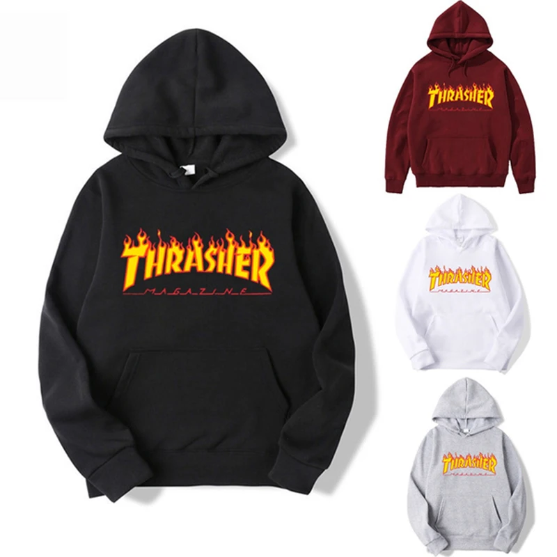 Felpa с капучто da donna multicolore принтом мотивация fuoco 2021 Thrasher | Женская одежда
