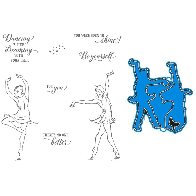 

Dancing girl Transparent Clear Stamps/coordinating die for DIY Scrapbooking/Card Making/Kids Christmas Fun Decoration Supplies